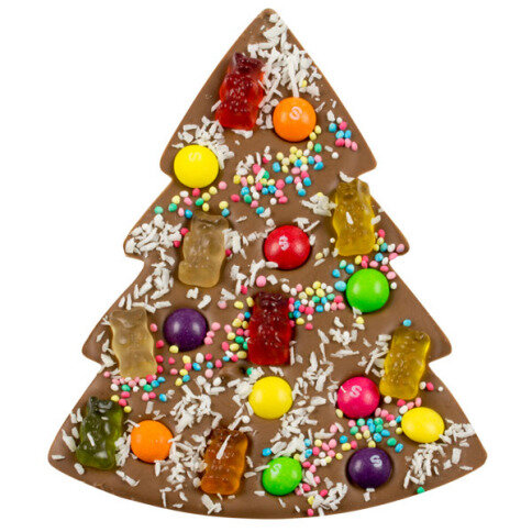 ChocoTannenbaum mit Kaudragees, Gummibären, Zuckerstreuseln, Kokos