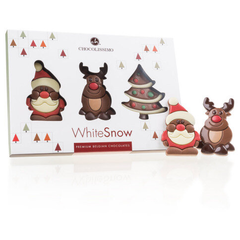 White Snow Figurines - 3 weihnachtliche Figuren aus Vollmilchschokolade