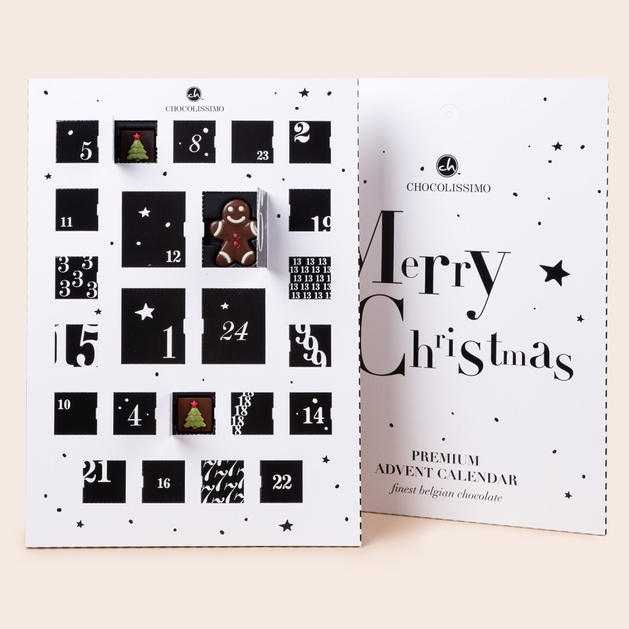 Adventskalender Black & White - mit 24 Schokoladentäfelchen