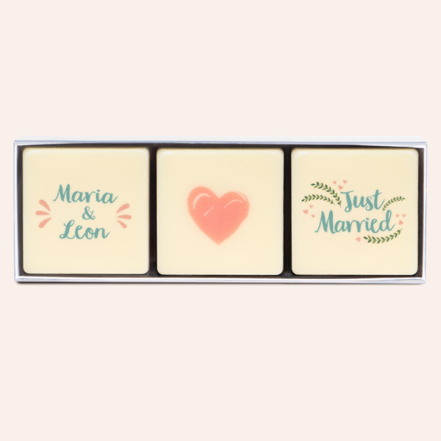 ChocoPrints Trio Mini - 3 personalisierbare Schokosteine als Gastgeschenk