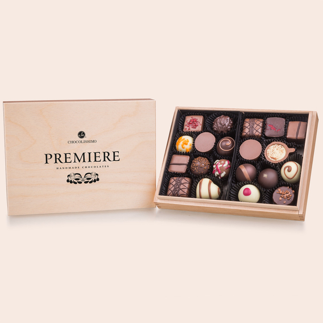 Premiere Midi - 20 handgefertigte Pralinen mit und ohne Alkohol