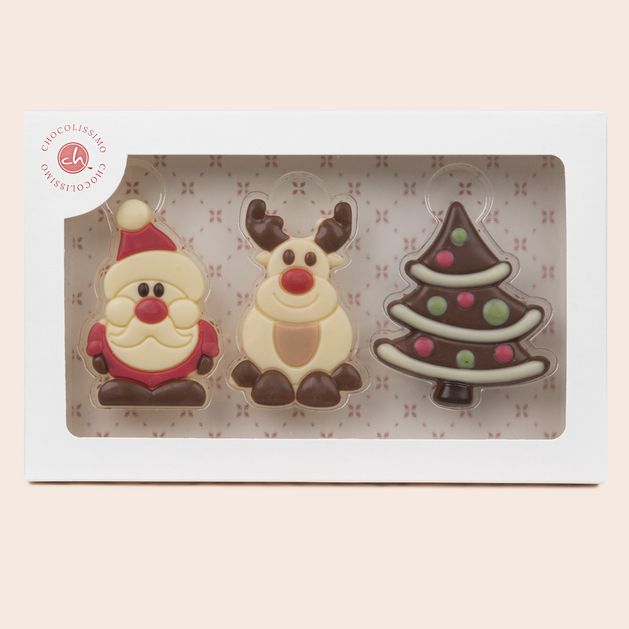 White Snow Figurines - 3 weihnachtliche Figuren aus Vollmilchschokolade