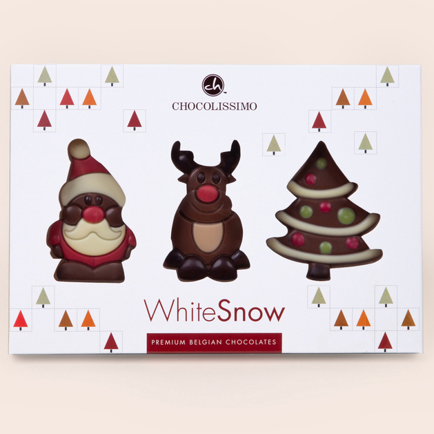 White Snow Figurines - 3 weihnachtliche Figuren aus Vollmilchschokolade