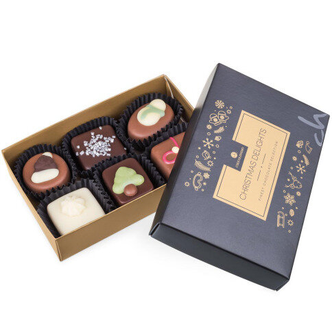 Christmas Delights 6 - 6 Pralinen mit Weihnachtsmotiven verziert