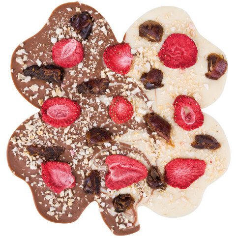 ChocoKleeblatt Duett mit Erdbeeren, Zitrone, Datteln