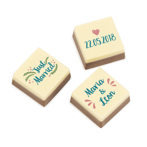 ChocoPrints Trio Mini - 3 personalisierbare Schokosteine als Gastgeschenk