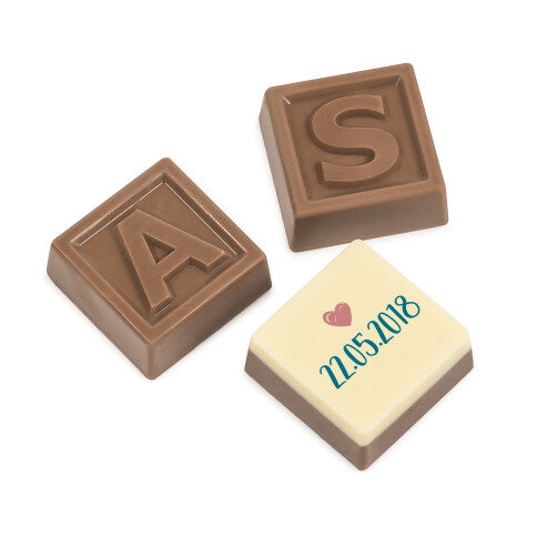 ChocoTelegram Trio Mini Just Married - 3 Schokosteine mit Buchstaben und Aufdruck