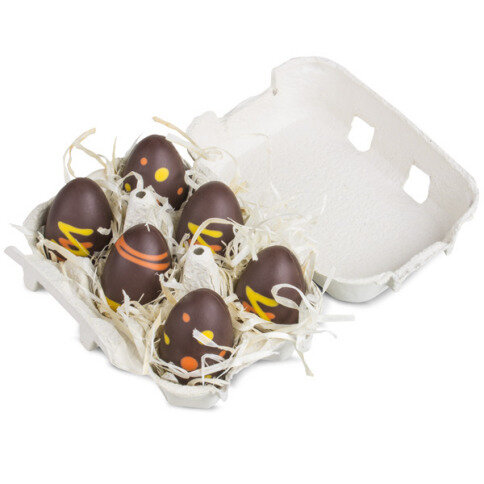 Happy Eggs Sixtet - 6 Schoko-Eier im Eierkarton