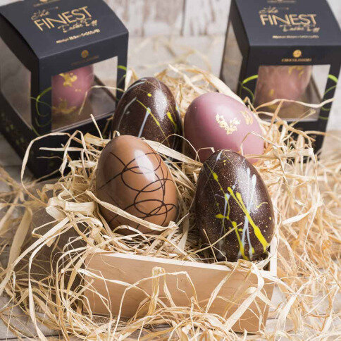 Luxury Egg Dark - Zartbitterschokoladen-Ei mit 7 Osterei-Pralinen