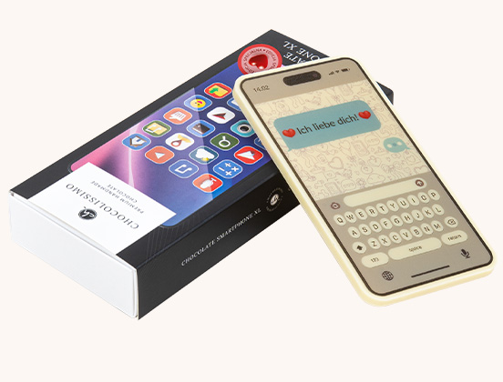 Einzigartige Merkmale des Schokoladen-Smartphones mit der Liebesbotschaft Ich liebe dich