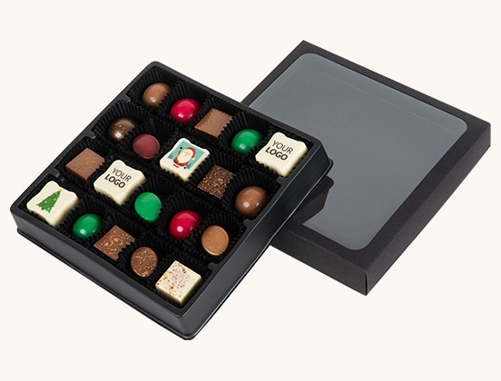 Set mit 16 Pralinen für Weihnachten mit persönlicher Widmung