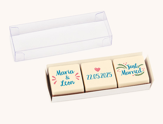 Einzigartige Eigenschaften von 3 Hochzeitsschokoladen mit Personalisierung