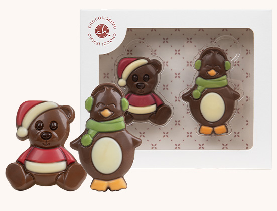 Besondere Eigenschaften Bärchen und Pinguin aus Schokolade