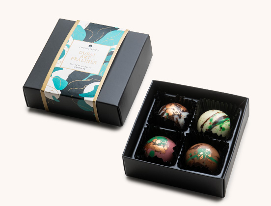 Einzigartige Merkmale der 4 Dubai-Pralinen