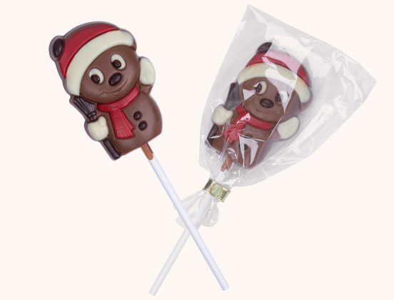 Einzigartige Eigenschaften des Schokoladen-Schneemann-Lollis
