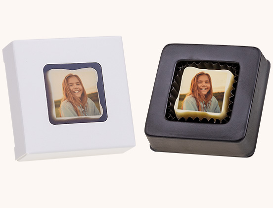 Einzigartige Merkmale einer Schokoladenpraline mit Ihrem eigenen Foto