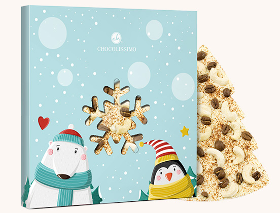 Einzigartige Eigenschaften eines weißen Schokoladen-Weihnachtsbaums mit Zusatzstoffen