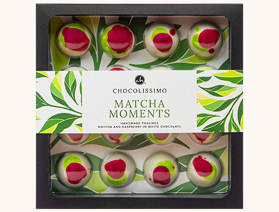 Einzigartige Eigenschaften der Matcha-Himbeer-Pralinen, &uuml;berzogen mit wei&szlig;er belgischer Schokolade