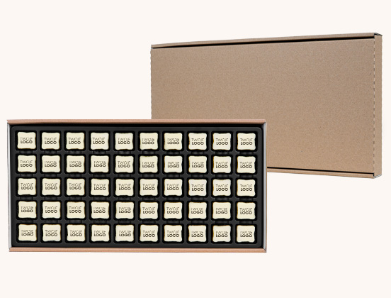 Einzigartige Eigenschaften des Sets mit 50 Pralinen mit Ihrem Firmenlogo