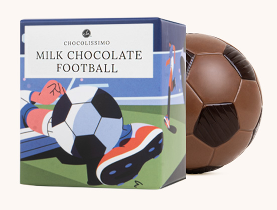 Einzigartige Merkmale des Fu&szlig;balls aus Vollmilchschokolade