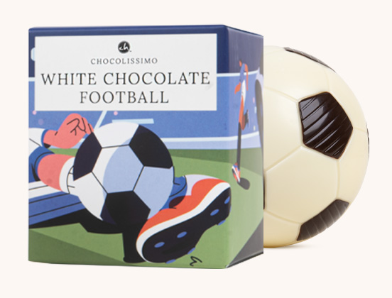 Einzigartige Merkmale des Fu&szlig;balls aus wei&szlig;er Schokolade