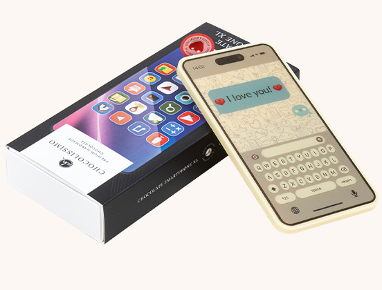 Einzigartige Merkmale des Schokoladen-Smartphones mit der Liebesbotschaft I Love You