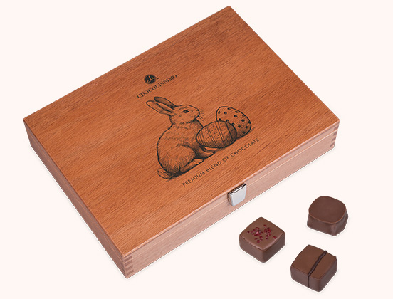 Einzigartige Eigenschaften der Holzkiste mit Gravur für Schokoladenpralinen zu Ostern