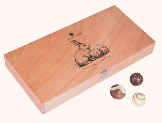 Einzigartige Eigenschaften der Holzkiste mit Gravur für Schokoladenpralinen zu Ostern