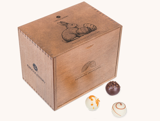 Einzigartige Eigenschaften der Holzkiste mit Gravur für Schokoladenpralinen zu Ostern