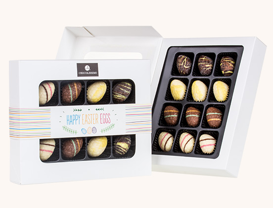 Einzigartige Merkmale des 12er-Sets mit Schokoladen-Praliné-Eiern