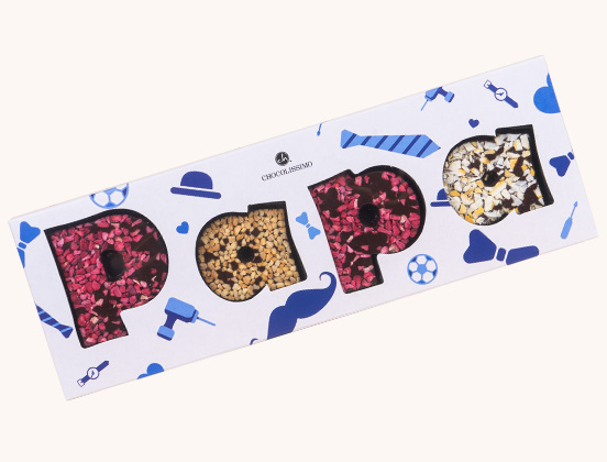 Einzigartige Eigenschaften des papa's chocolate Schriftzuges zum Vatertag