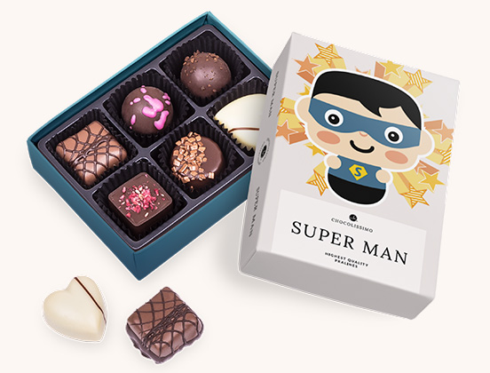 Einzigartige Merkmale des Pralinen-Sets für den Super-Mann