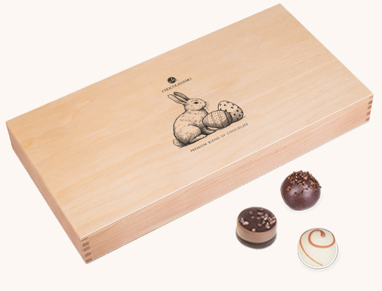 Einzigartige Eigenschaften des Holzkastchens mit Gravur für Schokoladenpralinen zu Ostern