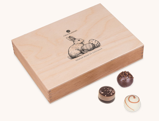 Einzigartige Eigenschaften des Holzkastchens mit Gravur für Schokoladenpralinen zu Ostern