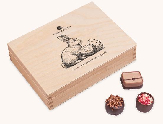Einzigartige Eigenschaften des Holzkastchens mit Gravur für Schokoladenpralinen zu Ostern