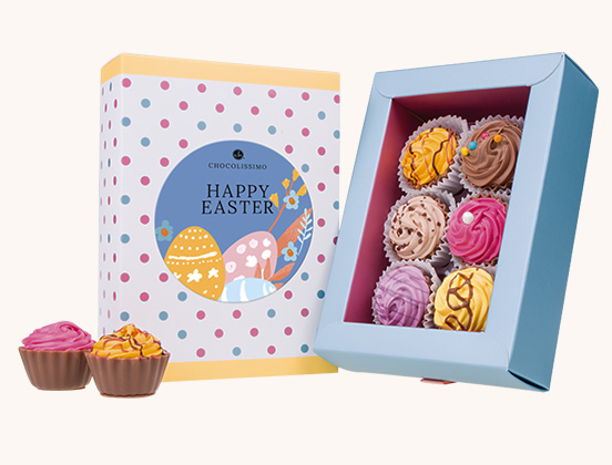 Einzigartige Merkmale der Schokoladenpralinen in Cupcake-Form zu Ostern