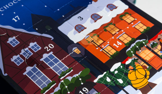 Ein Adventskalender in ungewöhnlicher Form mit Pralinen