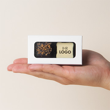 2 Pralinen mit beliebigem Aufdruck für Geschäftspartner