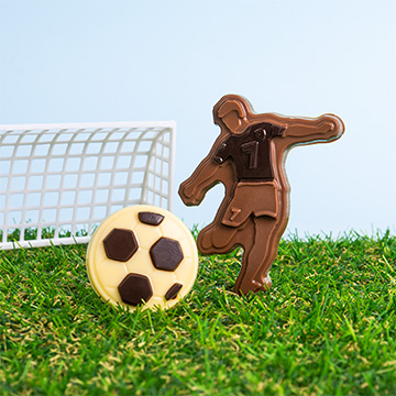 Fußball-Figuren aus belgischer Schokolade