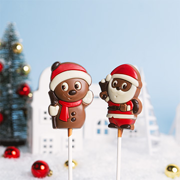 Schneemann und Weihnachtsmann aus belgischer Schokolade