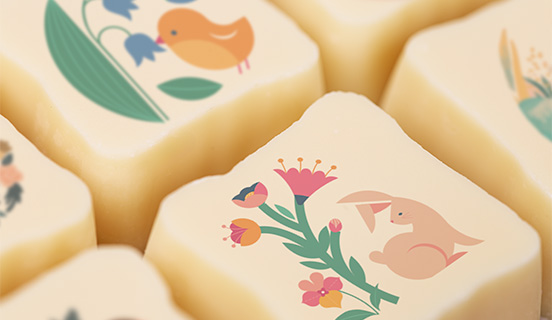 Praline mit essbarem Aufdruck