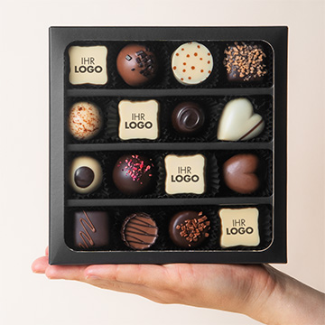 16 Pralinen mit beliebigem Aufdruck für Geschäftspartner