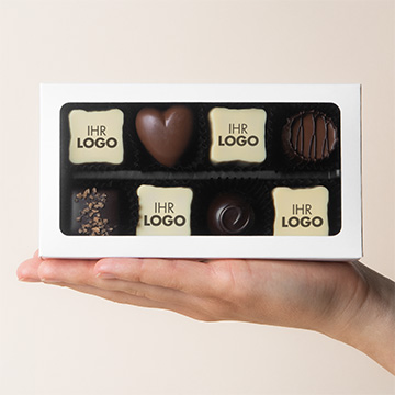 8 Pralinen mit beliebigem Aufdruck für Geschäftspartner