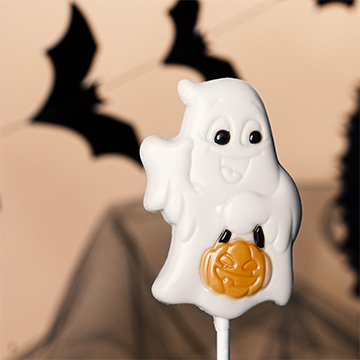 Schokoladen-Lolli-Geist aus weißer belgischer Schokolade