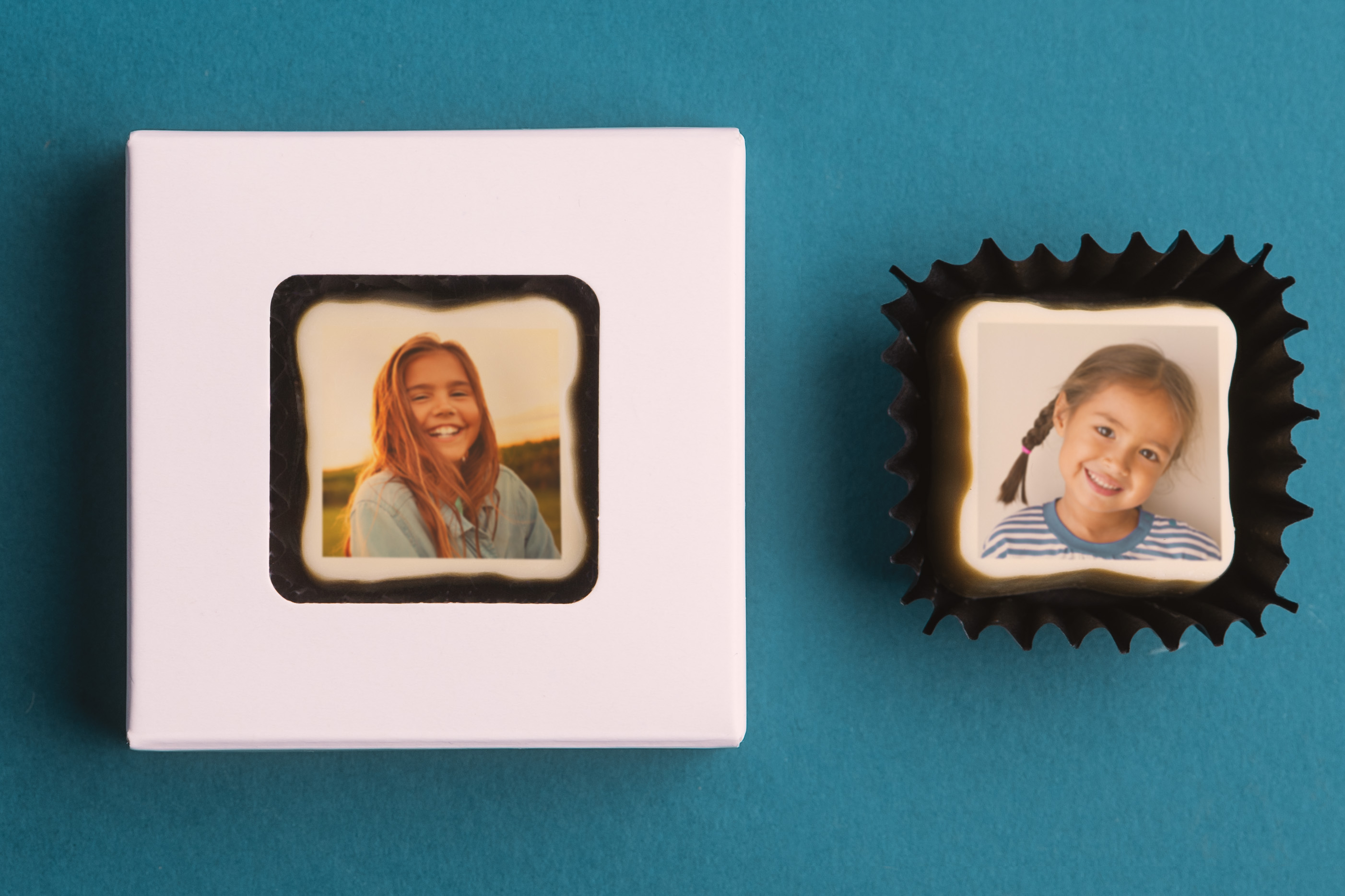 Ihr eigenes Foto auf einer Schokoladenpraline