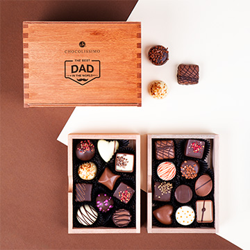 Pralinenschachtel aus Holz mit Gravur zum Vatertag
