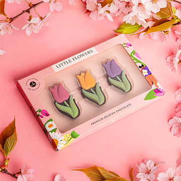 3er Set Schokoladen-Tulpen aus Zartbitterschokolade