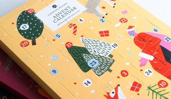Adventskalender mit Schokoladenfiguren für Kinder