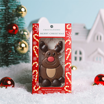 Weihnachtliches Rentier aus Vollmilchschokolade