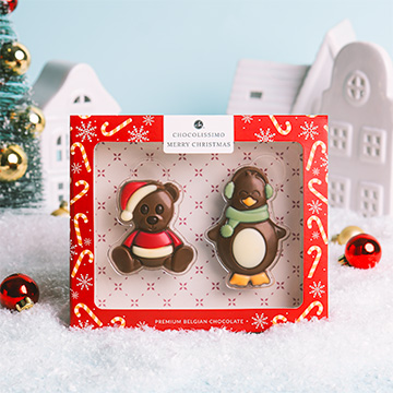 Bärchen und Pinguin aus Schokolade